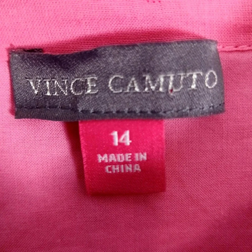 Vince Camuto Dress Womens 14 Pink Eyelet Button Front Cotton Shirt Puff Sleeve - Picture 10 of 11
